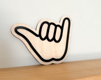 Shaka Sign Wooden Wall Decor: Groovy Kids Room Art
