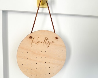 Hanging Wood Earring Holder, Girl Room Decor, Arch Jewelry Stand