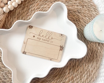Floral Wooden Baby Name Announcement Sign, Newborn Photo Prop