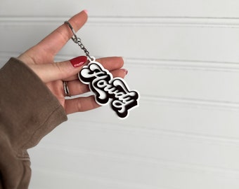 HOWDY Acrylic Keychain: Western Cowboy Personalized Keyring