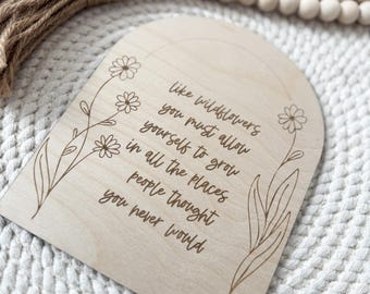 Wildflower Sign, Home Decor, Girls Room Decor, Decoration, Wildflower Decor, Women's Decor, Words of Affirmation, Motivational Signs, Floral