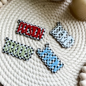 Checkered Acrylic Personalized Name Keychain