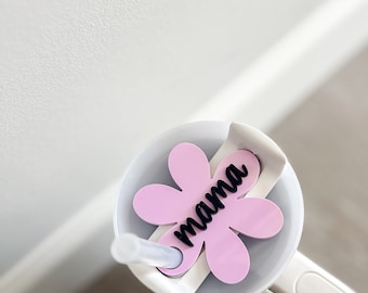 Flower Stanley Tumbler Name Plate: Personalized Acrylic Tag