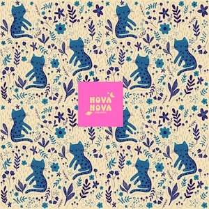 Kitty cats blue Seamless Pattern, Digital Download, Seamless Pattern, Sublimation Pattern, cat Pattern Design, Repeat Pattern, kitten