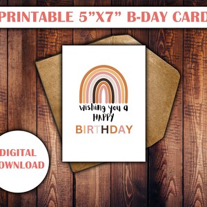 PRINTABLE Happy Birthday Card, CUTE Birthday Card, Digital Birthday Card, 5x7 Birthday Card