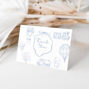 Tarjeta de agradecimiento para baby shower de niños, chinoiserie toile de jouy shower, baby shower de niños, plantilla de tarjeta de agradecimiento imprimible, descarga instantánea