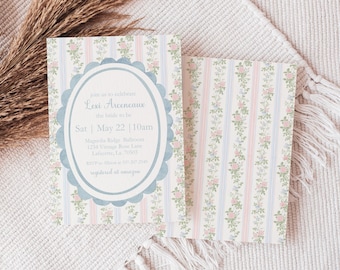 Downloadable Bridal Shower Invite, Editable Vintage Bridal Shower Invite, Floral Bridal Shower Invitation, Dainty Bridal Shower Invitation