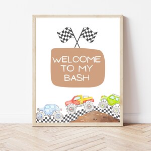 Boys Birthday Party Sign, Monster Truck Theme, Welcome Sign, Printable Bday Signage, Party Decor, Editable Sign Template, Instant Download