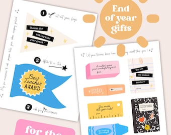 End of Year Teacher Gift Tags, Teacher Appreciation Tags, Last Day of School Teacher Gifts, Printable Teacher Thank You Tags