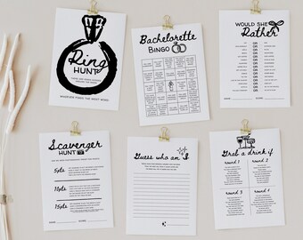 Plantillas de juegos para despedidas de soltera, juegos para el último fin de semana de fiesta disco, juegos imprimibles para despedidas de soltera, juegos digitales para descargar para despedidas de soltera.