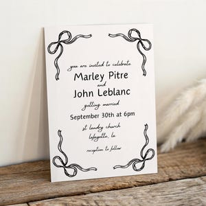 Illustrated Whimsical Wedding Invitation Template, Handwritten Wedding Invitation, RSVP Printable, Quirky Minimalist Wedding Invitation