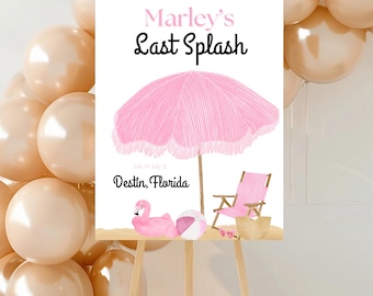 Bachelorette Welcome Sign, Last Splash Printable Sign Template, Pink Welcome Sign, Beach bachelorette Weekend Decor, Bachelorette Sign