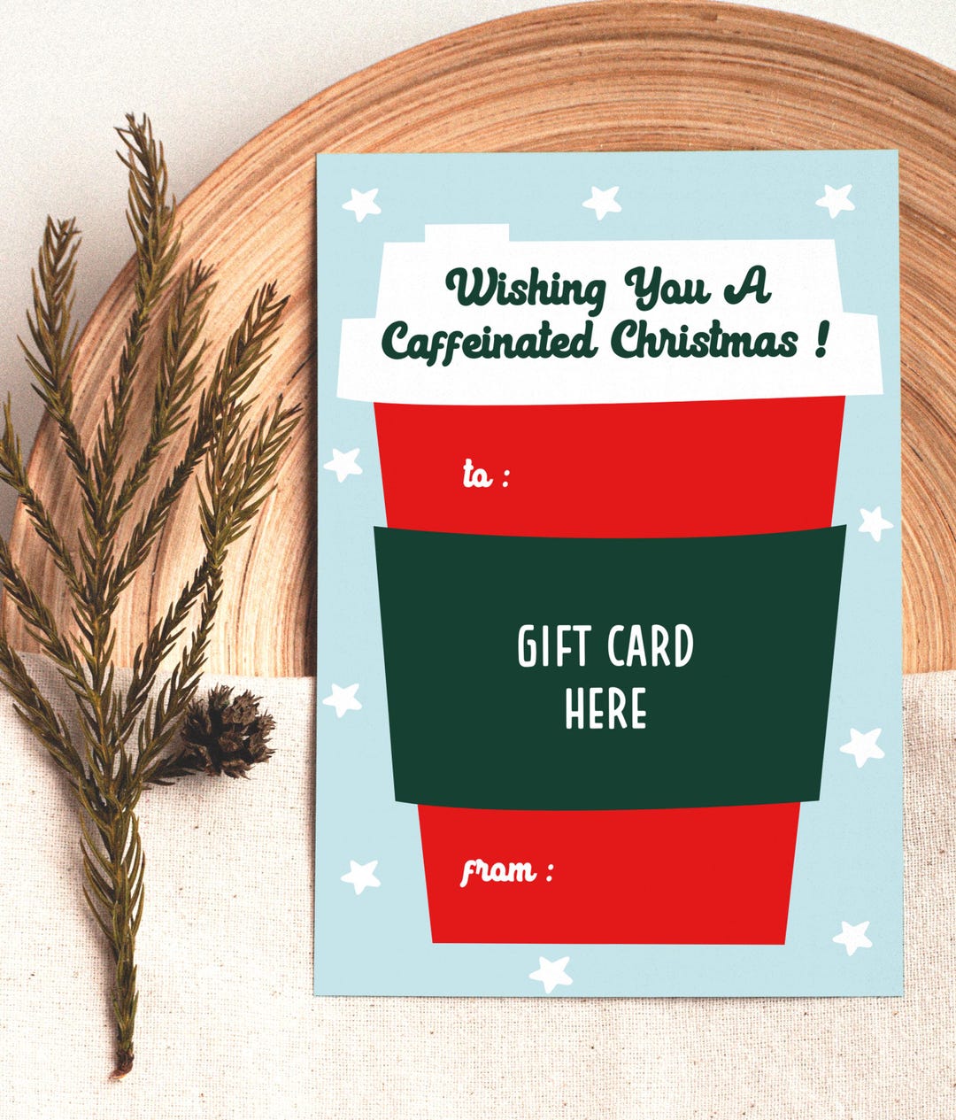 Christmas Coffee Gift Card Holder: Printable Holiday Card (digital ...