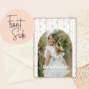 Floral afstuderen uitnodigingssjabloon, pastel Class of 2026-aankondiging, bewerkbare uitnodiging voor seniorenfeest afbeelding 3