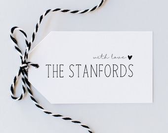 Downloadable gift tags, Editable tag template, Birthday gift card, Family name tag, Simple modern name cards, Printable tag, Black and White