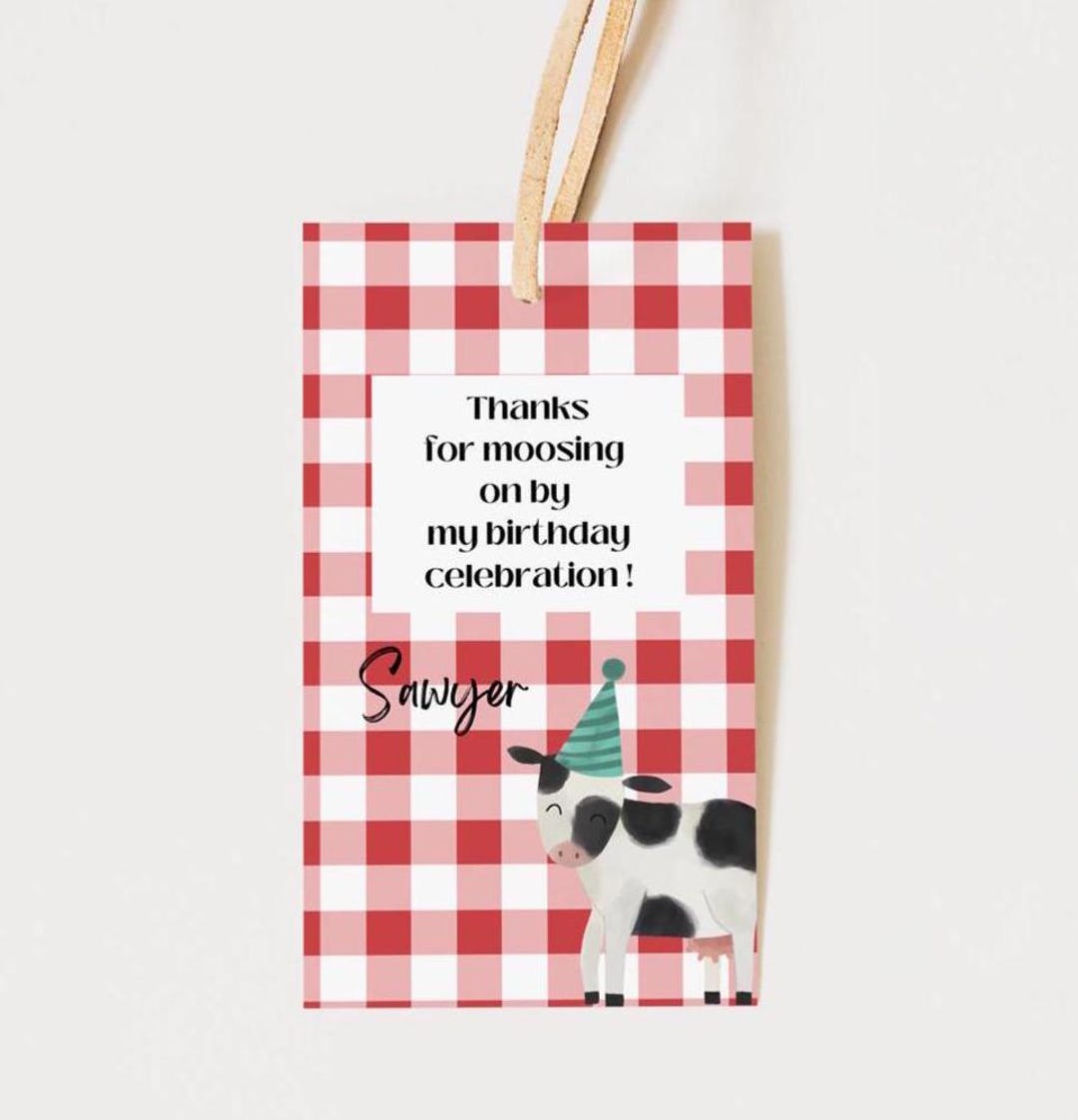 Farm Animal Birthday Party Favor Tags, Printable Thank You Tags ...