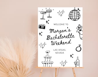 Letrero de bienvenida para despedida de soltera, plantilla imprimible de Last Disco, letrero de bienvenida personalizable, decoración para despedida de soltera, letrero de despedida de soltera