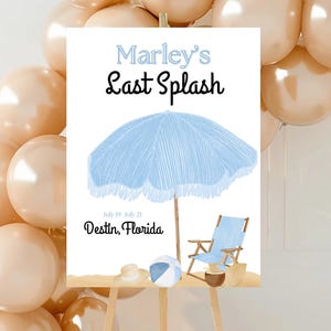 Bachelorette Welcome Sign, Last Splash Printable Sign Template, Blue Welcome Sign, Beach bachelorette Weekend Decor, Bachelorette Sign