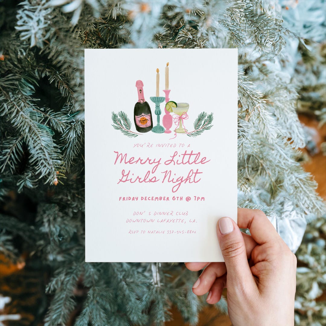 Merry Little Girls Night Invite, Girls Christmas Party, Editable ...
