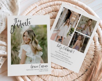 Editable Graduation Announcement Template, Class of 2026 Photo Grad Card, Printable Graduation Party Invite, Modern Senior Announcement