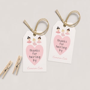Ballerina Party Favor Tags, Tutu Cute Birthday, Girls Pink Thank You Tag , Instant Download, Printable Template, Editable Ballet Gift Tag