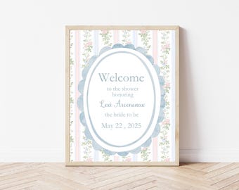Vintage floral bridal shower welcome sign, Editable floral bridal shower sign ,Bridal shower downloadable welcome sign,Grandmillenial shower