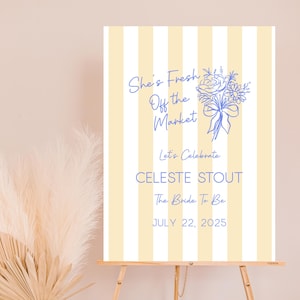 Letrero descargable para despedida de soltera, Letrero amarillo de bienvenida para despedida de soltera, Decoraciones para despedida de soltera recién salidas del mercado, Letrero amarillo de rayas para despedida de soltera de verano