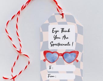 Kids Valentines Tag, Printable Classroom Vday Gift, DIY Valentines, Party Favor Gift Tag, Downloadable, Heart Sunglasses, Glasses Valentines