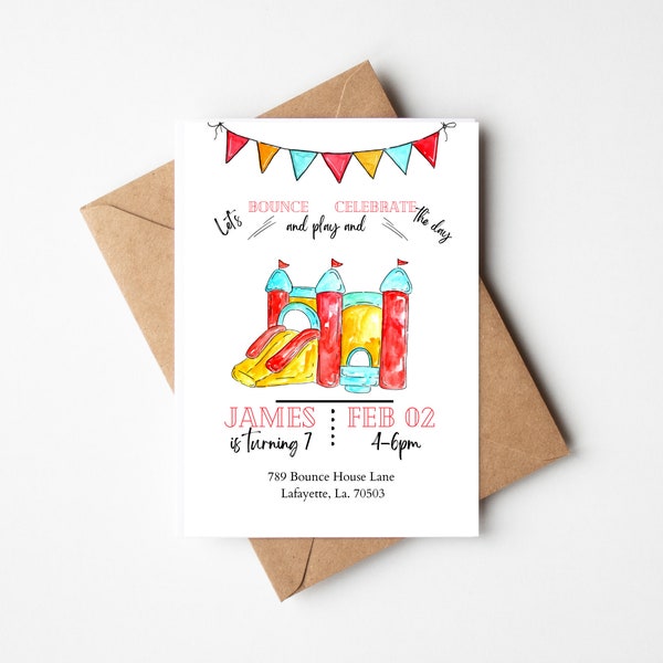 Editable Boy Bounce House Invite |Jump Around Bday | bounce house theme | printable invitation template | jump theme kids invitation