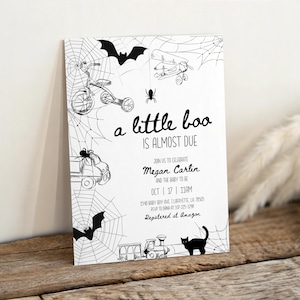 A little boo is almost due shower | Halloween baby shower invite | Spooky baby shower boy | Mummy to be | Editable boo shower invitations