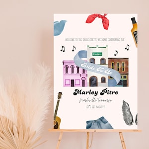 Bachelorette Welcome Sign, Nash Bash Printable Sign Template, Bach Welcome Sign, Bachelorette Weekend Decor, Nashville Bachelorette Prop