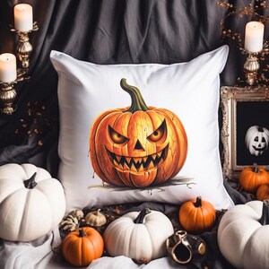 Halloween Pumpkin Pillow, Spooky Season, Large Creepy Cushion