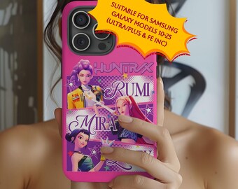Anime Samsung Case Pink Tough Phone Case Kpop Demon Hunters Design Cute Anime Gift Galaxy S10/20/21/22/23/24/25 Plus Ultra Fe Models