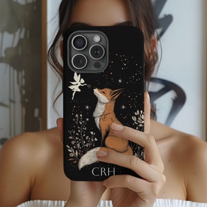 Initials Phone Case Fox Custom Name Fox iPhone 16 Pro Case Samsung Galaxy S25 Ultra Personalized Foxes Gift Fox Lover Cell Phone Summer Case