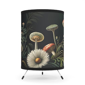 Mushroom Table Lamp, Tripod Lamp, Unique Gift, 70&#39;s Home Decor, Retro Night Light