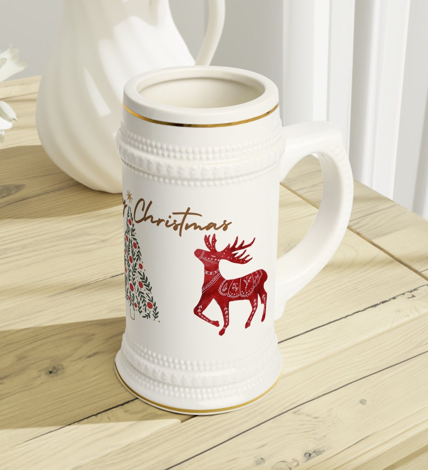 Reindeer Mug, Christmas Reindeer Coffee Mugs, Cute Xmas Tumbler, Travel Mug,  Beer Can Holder Cooler, Water Bottle 