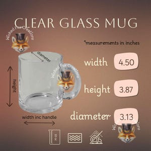 Clear Glass Mug Size Chart Mockup Mug Measurements Graphic Coffee Cup Size Guide Digital Download for Etsy Sellers Boho Neutral Size Chart
