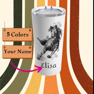 Custom Horse Tumbler 20oz, Personalized Horse Lover Gift, Equine Tumbler for Her, Equestrian Gifts for Teens, Personalized Tumbler