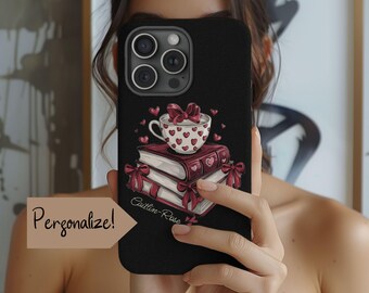 Personalized Book Lover Phone Case Name Design Reading Gift for Women Coquette Bookish Design iphone Phone Case Elegant Case iphone Pro Max
