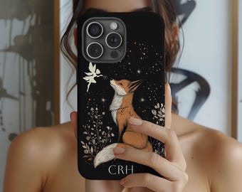Personalized Fox Phone Case for Iphones 13/14/15/16/17 models pro/plus/pro max Custom Initials Celestial Fox Lover Gift Iphone 17 phone case
