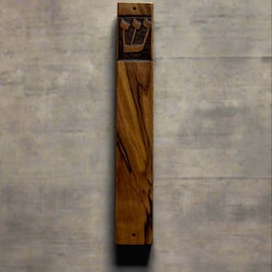 Mezuzah made from Olive wood with Shin engraved