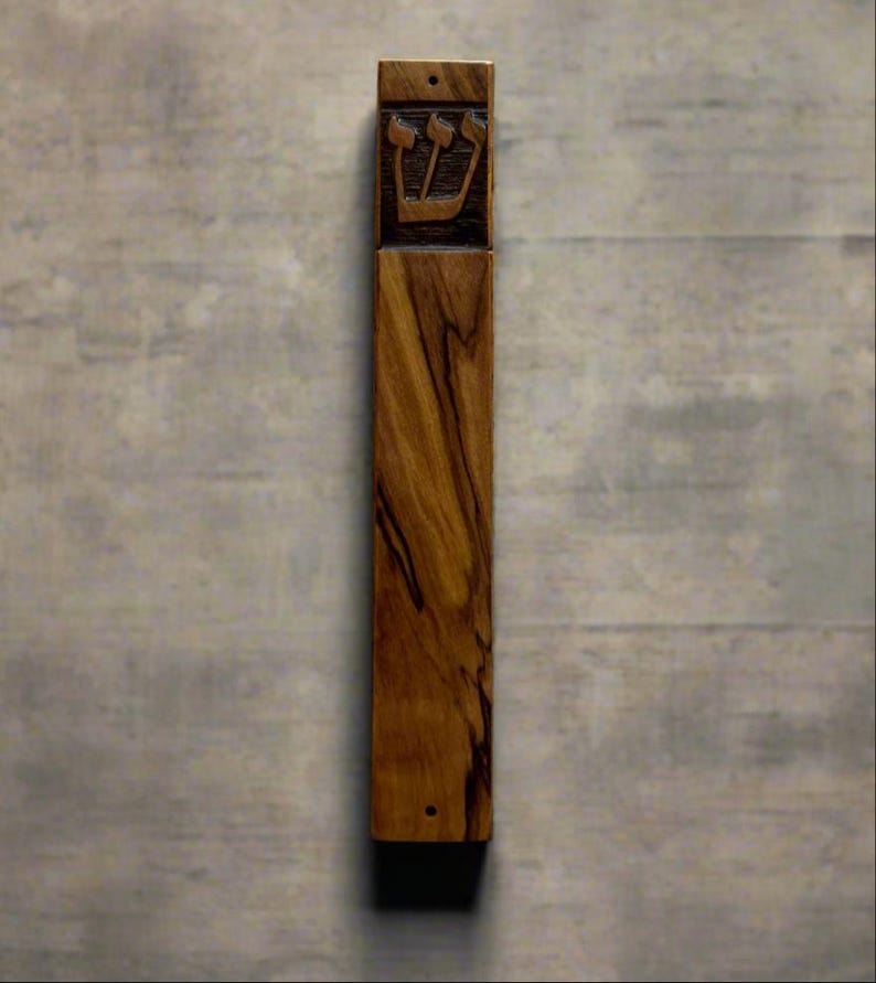 Mezuzah made from Olive wood with Shin engraved