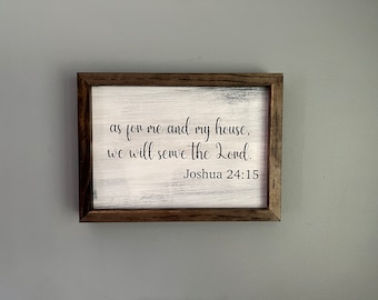 Joshua 24:15 Bible Verse Wood Sign - Religious Home Decor