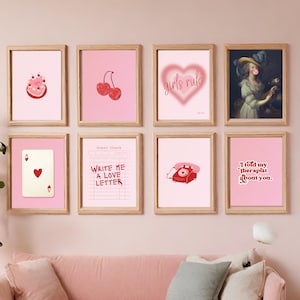 Coquette Room Decor, Light Pink Wall Art, Red and Pink Decor, Rococo  Aesthetic, Coquette Aesthetic, Lovecore Decor, Downtown Girl Decor 