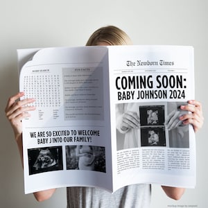 Newspaper Pregnancy Announcement Digital TEMPLATE | Customize in Canva, Print Yourself