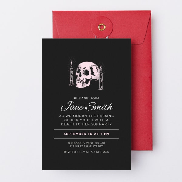 Death to My 20s Editable Invite Canva Template | 5x7in Digital Download for Physical Invites AND Mobile Invite