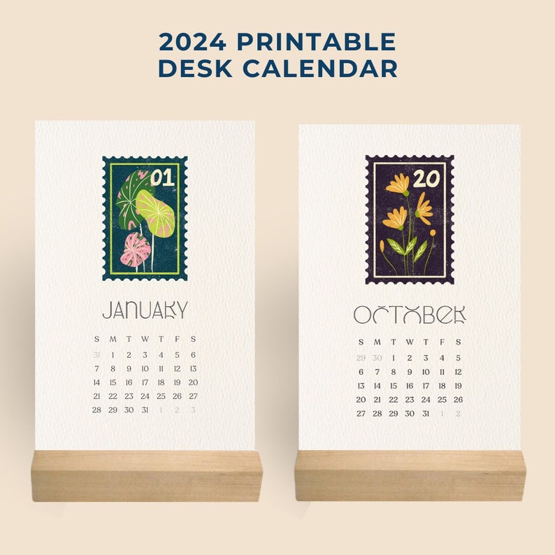Desk Calendar 2024 Aesthetic Office Decor 4x6 Instant Etsy Australia