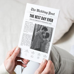 Wedding Program Template Newspaper, Editable Wedding Template, Wedding Word Search, Printable Wedding Timeline