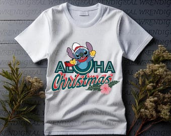 Merry Christmas PNG, Cute Christmas Shirt, Blue Alien Png, Christmas Squad Png, Christmas Friends Png, Christmas Tree Png, Aloha png