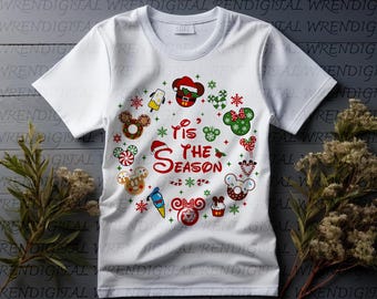Vintage Tis The Season Disney Christmas Png, Mickey and Minnie Christmas Png, Magic Kingdom Christmas, Coquette Bow Very Merry Christmas Png